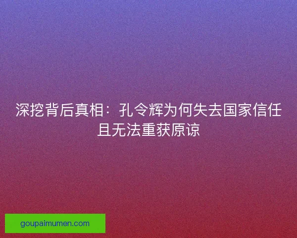 深挖背后真相：孔令辉为何失去国家信任且无法重获原谅