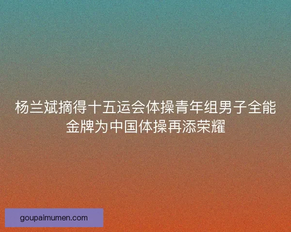 杨兰斌摘得十五运会体操青年组男子全能金牌为中国体操再添荣耀