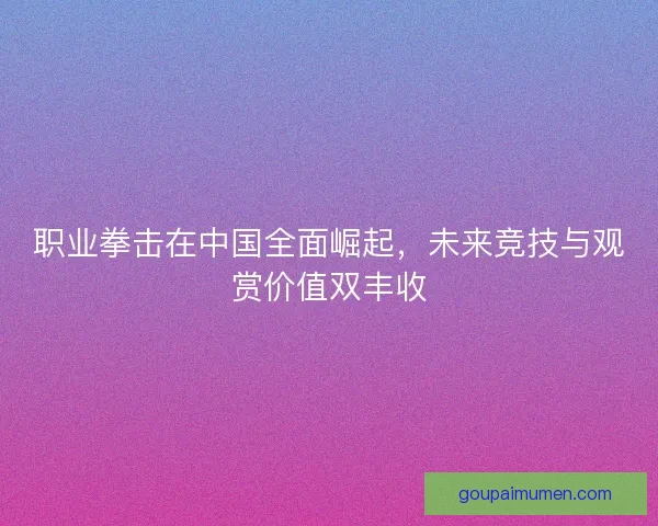 职业拳击在中国全面崛起,未来竞技与观赏价值双丰收 职业拳击在中国全面崛起,未来竞技与观赏价值双丰收